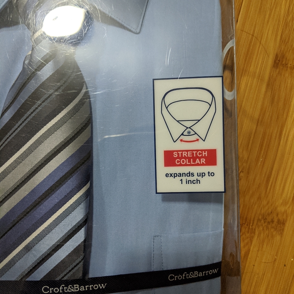 SOLD BNIB Croft & Barrow Blue Shirt Tie Set Stripe - Picture 4 of 5